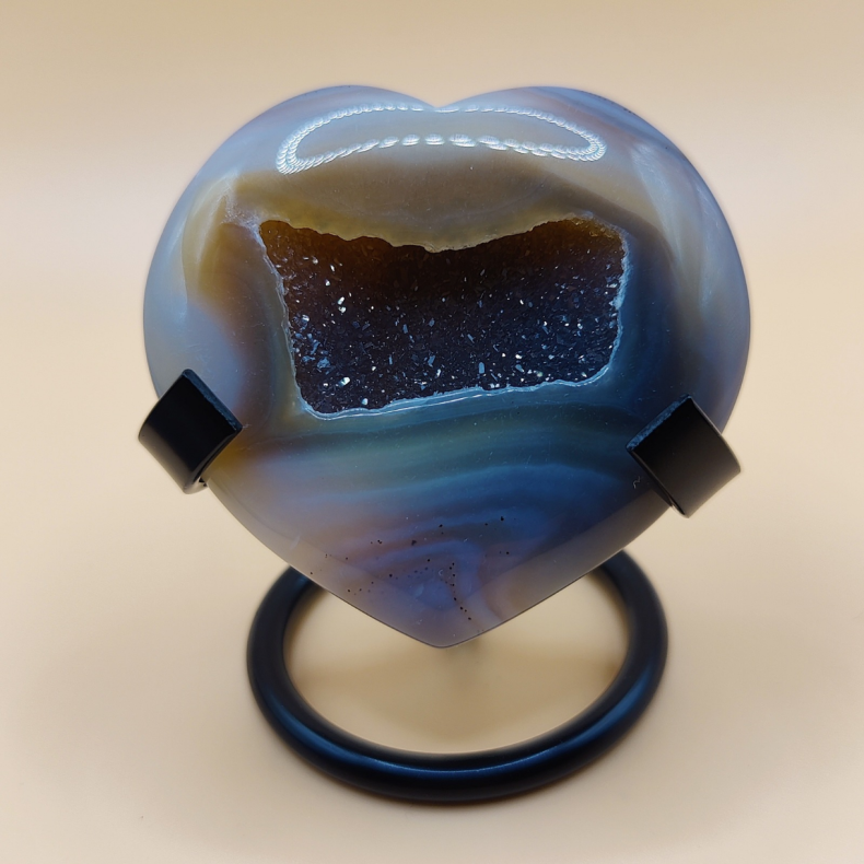 Gr� Agat Druzy Hjerte