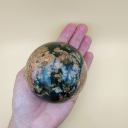 Grn ametyst med Epidot og Solsten Kugle