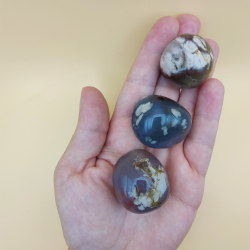 Sort blomster agat lommesten