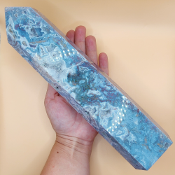 Stort Pink Moss Agat Trn