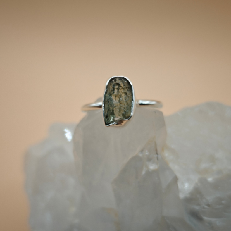Moldavit Ring i s925 S�lv