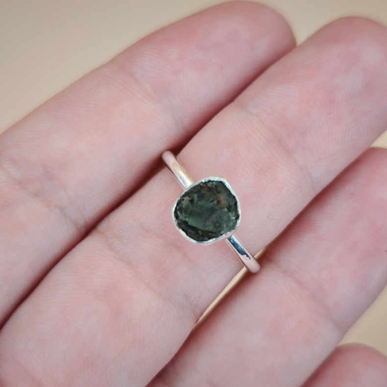 Moldavit Ring i s925 S�lv