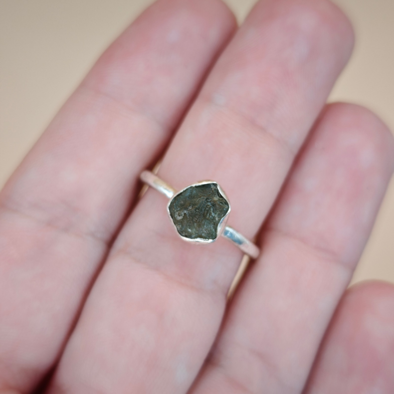 Moldavit Ring i s925 S�lv