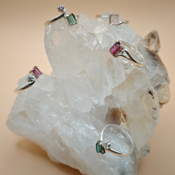 Grn og Pink Turmalin Slv Ringe