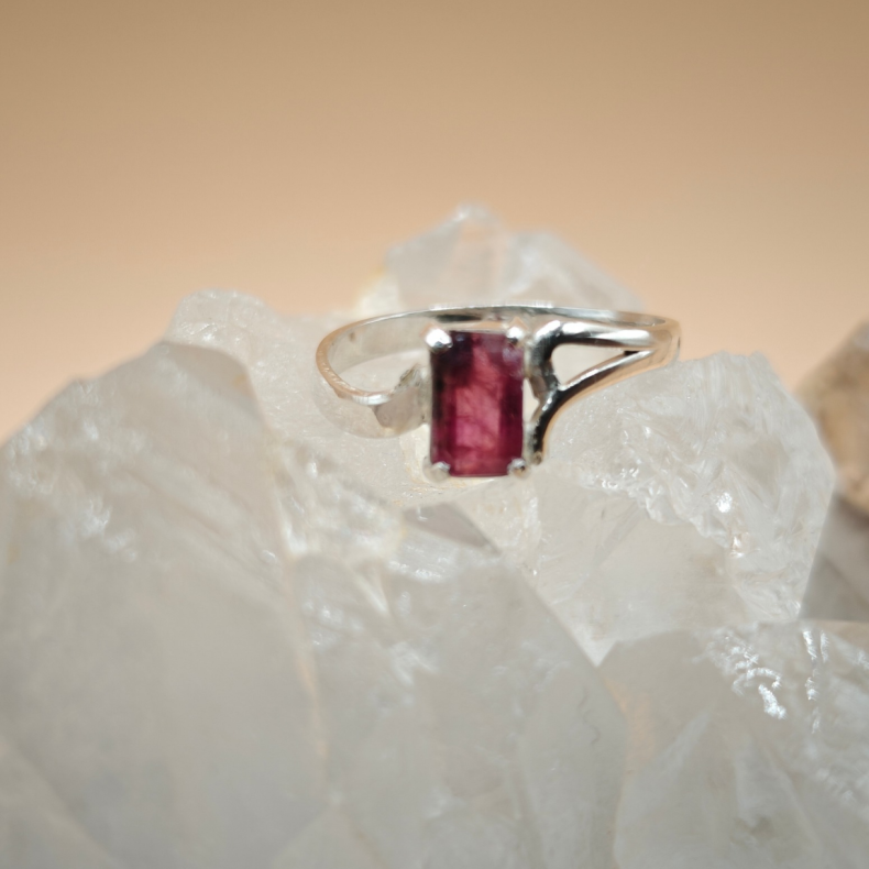 Gr�n og Pink Turmalin S�lv Ringe