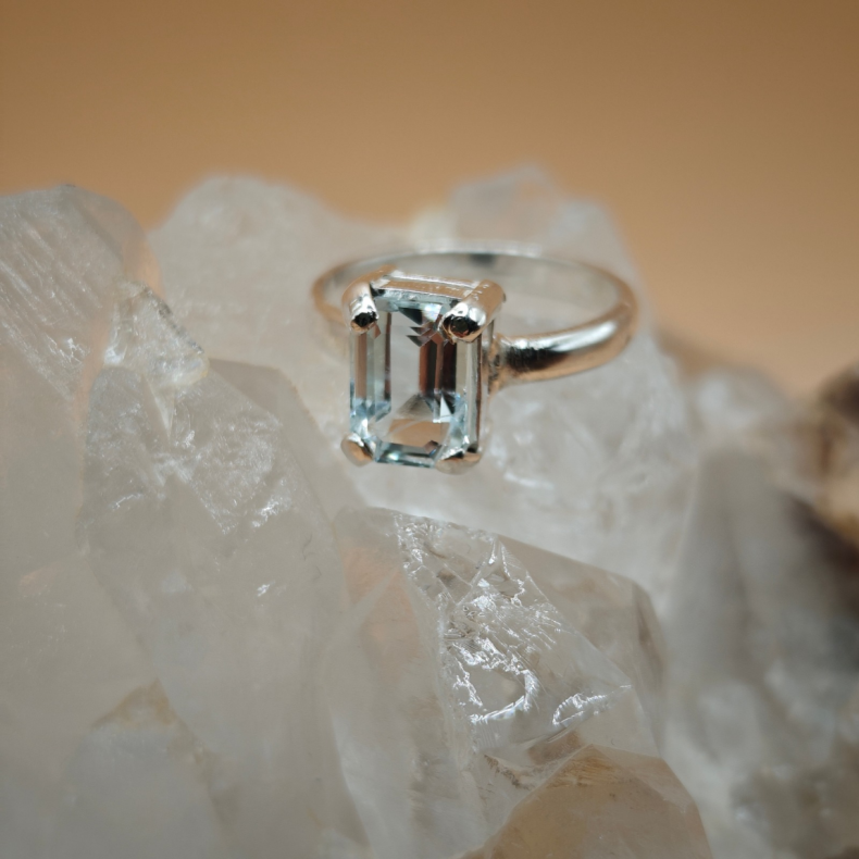 Akvamarin S�lv Ring