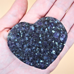 Uruguay Ametyst Hjerter med Agat striber