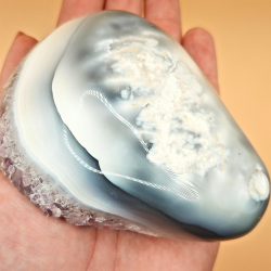 Poleret Ametyst geode med Orca agat