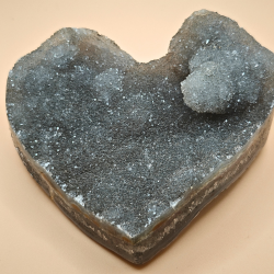 Grnt Ametyst Hjerte med Druzy