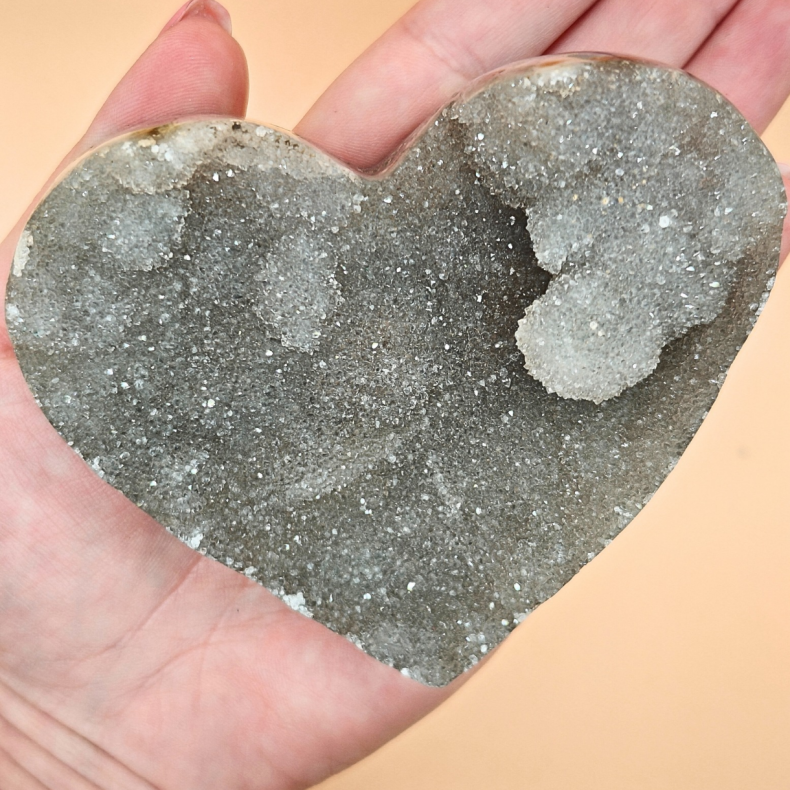 Gr�nt Ametyst Hjerte med Druzy