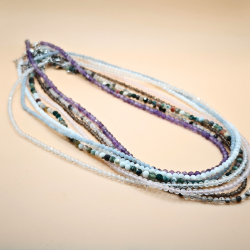 Krystal halskde med Facetslebne Perler 