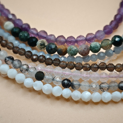 Krystal halskde med Facetslebne Perler 