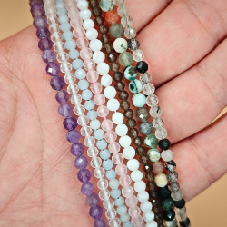 Krystal halskde med Facetslebne Perler 