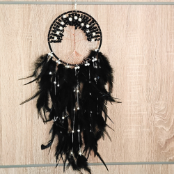 Drmmefanger med Livets Tr  Sort Obsidian &amp; Perler