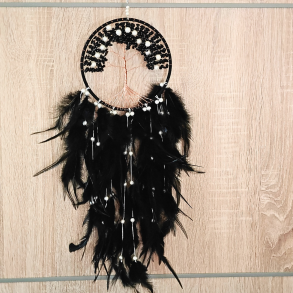 Drmmefanger med Livets Tr  Sort Obsidian & Perler