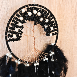 Drmmefanger med Livets Tr  Sort Obsidian &amp; Perler