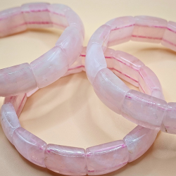 Rosa Kvarts Armbnd Bred Perle