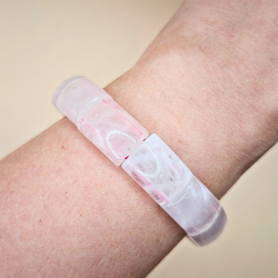 Rosa Kvarts Armbnd Bred Perle