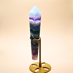 Regnbuefluorit Stav med Holder 