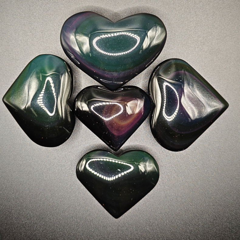 Regnbue Obsidian hjerter 