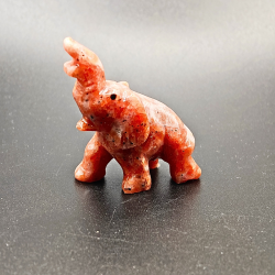 Elefant figur i Rd/Orange Jaspis