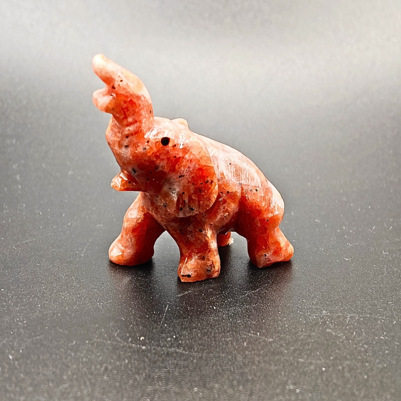 Elefant figur i Rd/Orange Jaspis