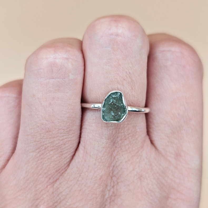 Moldavit Ring i s925 S�lv