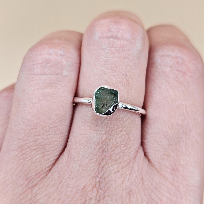 Moldavit Ring i s925 S�lv