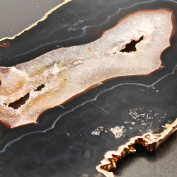 Agat Plade med Druzy og Guldkant  Brasilien