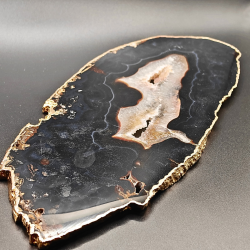 Agat Plade med Druzy og Guldkant  Brasilien