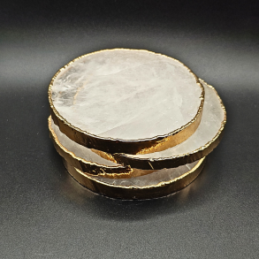 Klar Kvarts Bordsk�ner med Guldkant � Brasilien