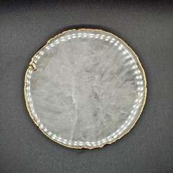 Klar Kvarts Bordskner med Guldkant  Brasilien