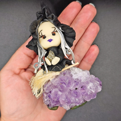 Heks p Ametyst Klynge med Pyrit  ca. 10 cm