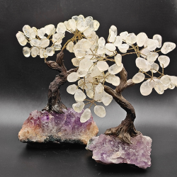 Tr-Figur med Klar Kvarts &amp; Ametyst  ca. 19 cm hj