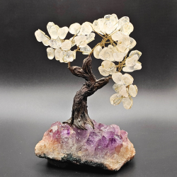 Tr-Figur med Klar Kvarts &amp; Ametyst  ca. 19 cm hj