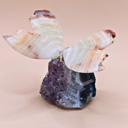 Sommerfugl p Ametystklynge  Grn Kvarts eller Pakistansk Onyx