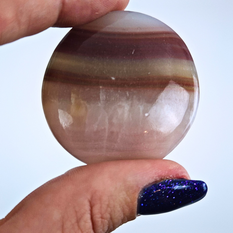 Pink Stribet Onyx (Calcit) Disc � Pakistan