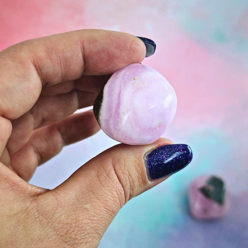 Pink Aragonit H�j Kvalitet Lommesten
