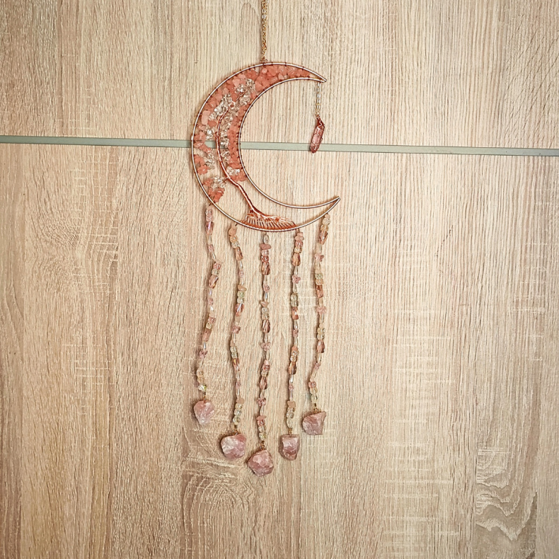 Halvm�ne Dr�mmefanger � Guld, Kvarts &amp; Rosa Kvarts