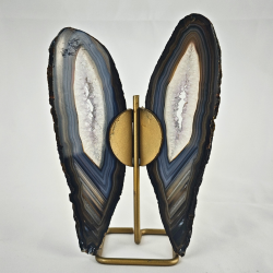 Sommerfugl i Agat � Druzy &amp; Guldstand