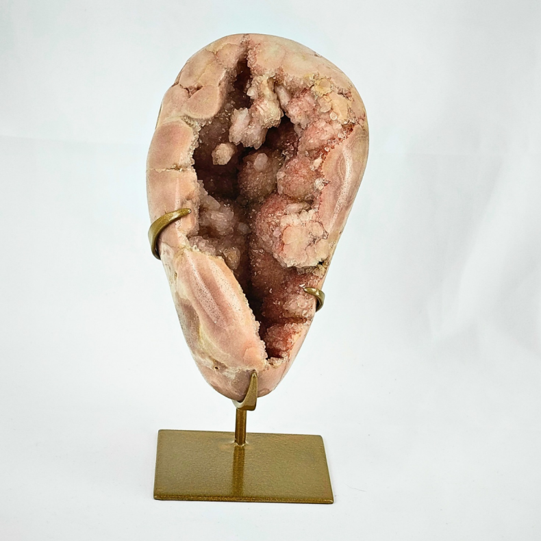 Pink Ametyst Geode p� Guld Stander