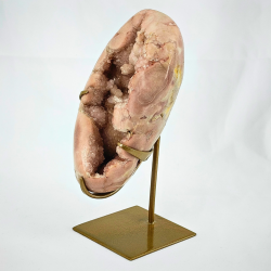 Pink Ametyst Geode p� Guld Stander