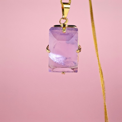 Ametyst Facetteret Rektangel Vedh�ng