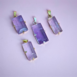 Ametyst Facetteret Rektangel Vedh�ng