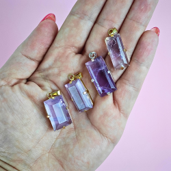 Ametyst Facetteret Rektangel Vedh�ng