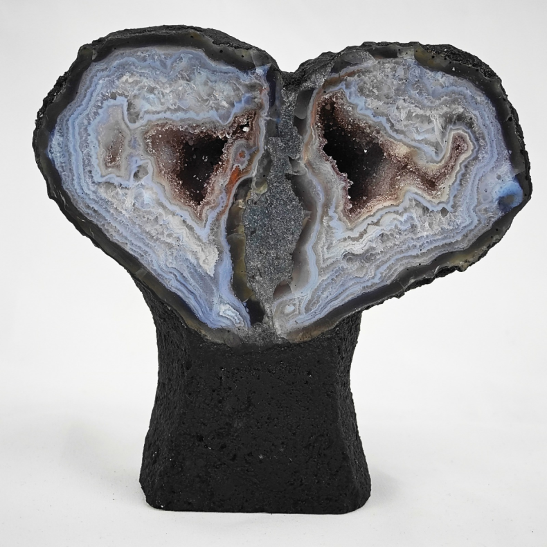 Agat Geode Hjerte med Druzy 