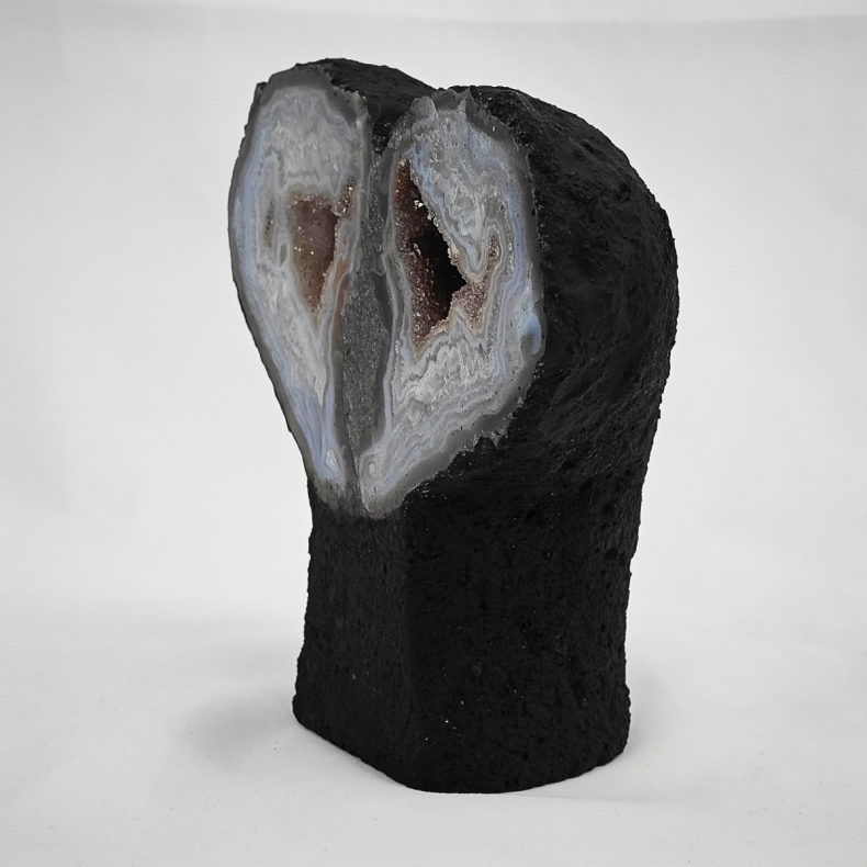 Agat Geode Hjerte med Druzy 
